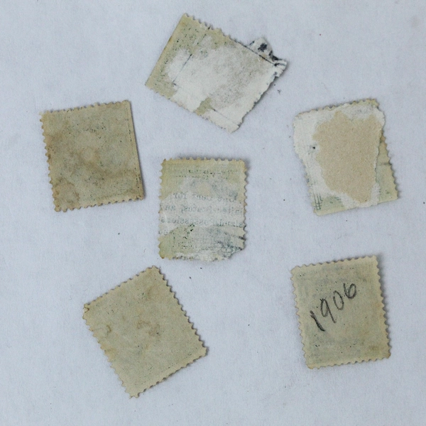 Lot of 6 Used Series 1902 Benjamin Franklin 1 Cent Green Postage Stamps