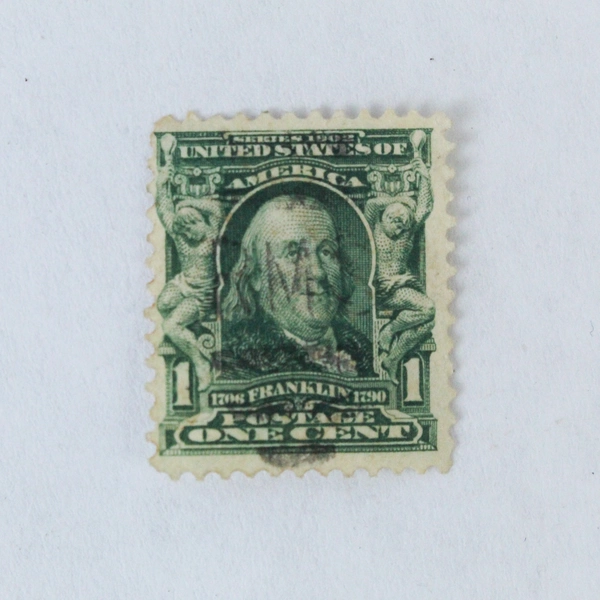 Lot of 6 Used Series 1902 Benjamin Franklin 1 Cent Green Postage Stamps