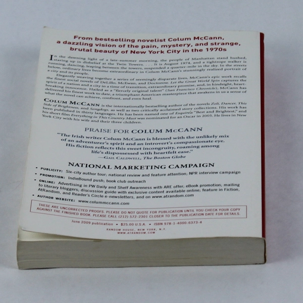 Let the Great World Spin by Colum McCann 2009 Random House Paperback