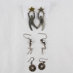 Lot of 3 Pairs Abstract Shaped Dangle Stud Earrings Pierced Ears Fashion Jewelry
