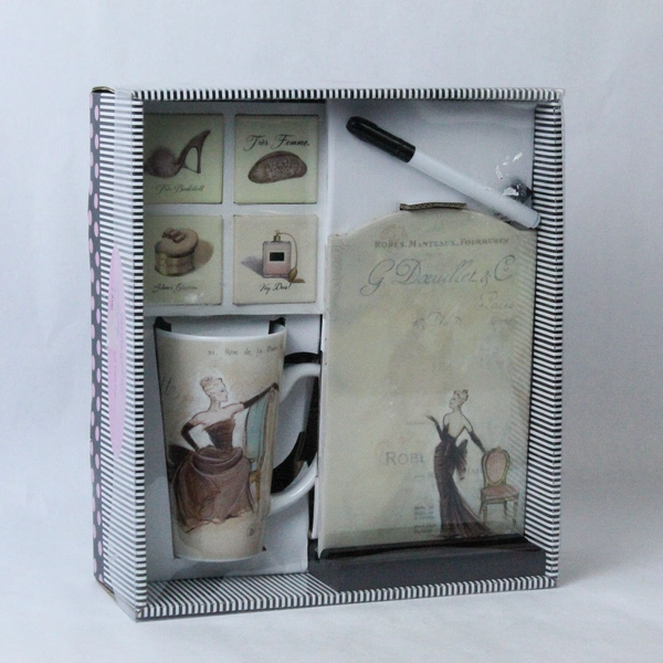 Diva's Deluxe Gift Set Ceramic Mug Erasable Memo Board With Pen 4 Magnets Box