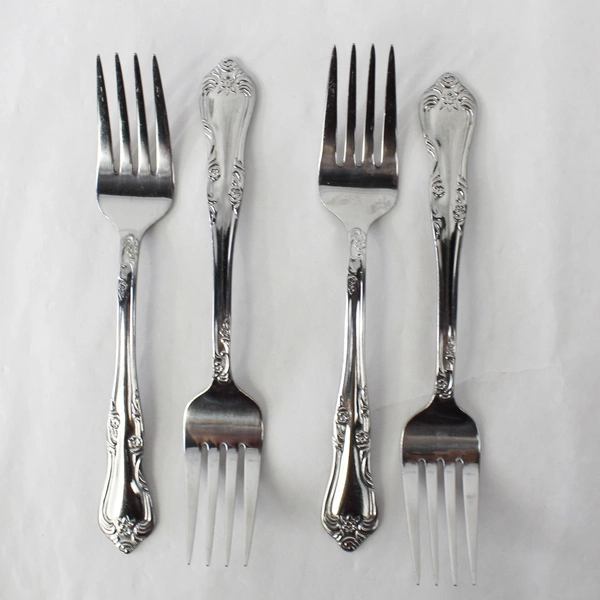 Lot of 4 Oneida Flatware Forks Stainless Steel Floral Art Deco Patterns