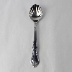 Oneida Shell Shaped Sugar Spoon Stainless Steel With Art Deco Floral Patterns