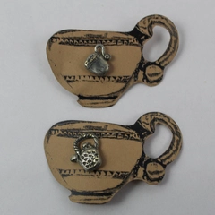 Lot of 2 The Tin Woodsman Pewter Co Tea Pot & Cup Push Pins Jewelry Silver