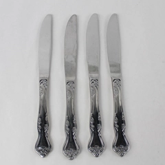 Lot of 4 Oneida Flatware Dinner Knives Stainless Steel Floral Art Deco Patterns