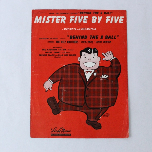 Vintage Sheet Music Mister Five By Five From Behind The 8 Ball 1942 Raye De Paul