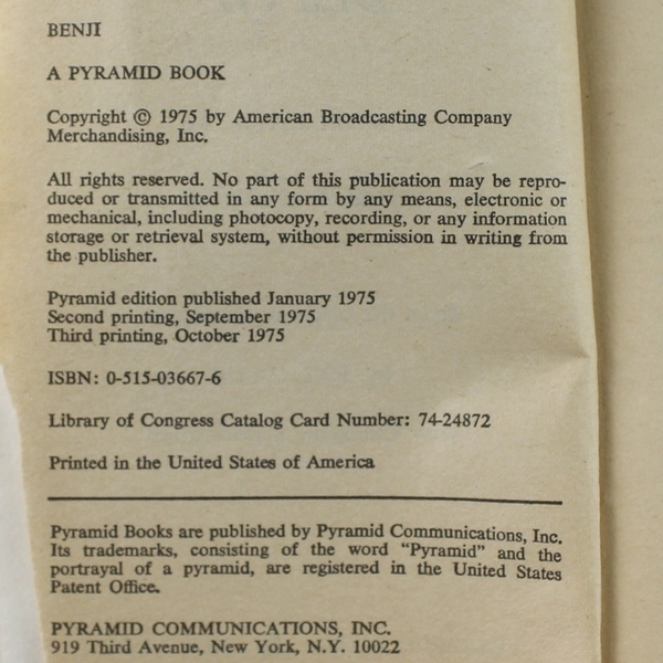 Benji by Allison Thomas 1974 Paperback Pyramid