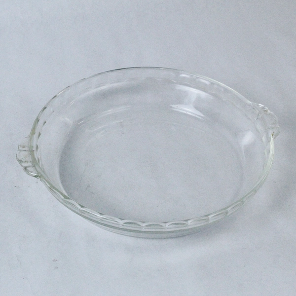 Vintage 9 1/2 Inch Pyrex No229 Clear Glass Pie Plate Fluted Edge Handle USA