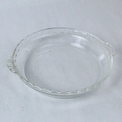 Vintage 9 1/2 Inch Pyrex No229 Clear Glass Pie Plate Fluted Edge Handle USA