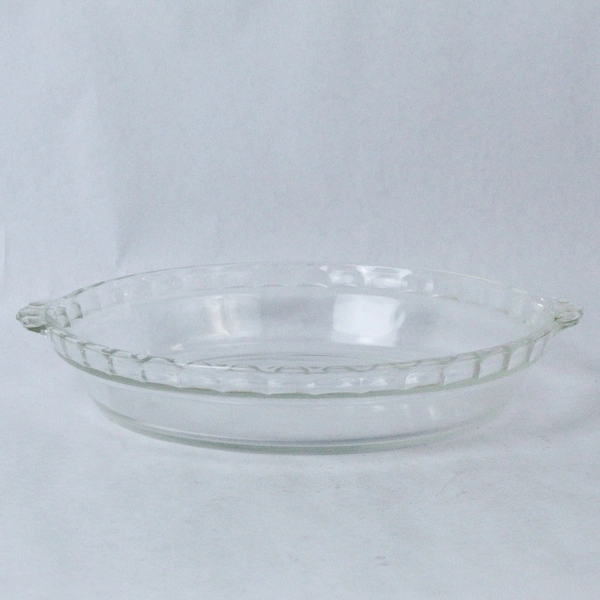Vintage 9 1/2 Inch Pyrex No229 Clear Glass Pie Plate Fluted Edge Handle USA