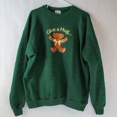 Hanes Give A Hug Get A Hug Sweatshirt Women's Size XL Green Long Sleeves
