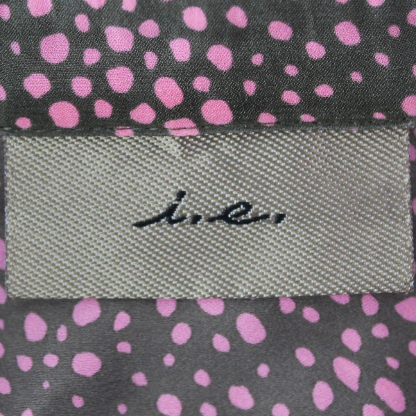 I.E Women's Brown Pink Polka Dotted Collar Puff Sleeve Button Up Blouse Size M
