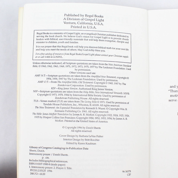 Intercessory Prayer How God Can Use Your Prayers Dutch Sheets 1996 Regal Book