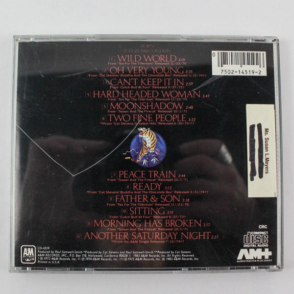 Cat Stevens Greatest Hits CD 1983 A  And M Records Compilation CD4519 Rock