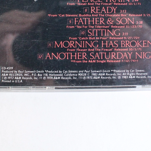 Cat Stevens Greatest Hits CD 1983 A  And M Records Compilation CD4519 Rock