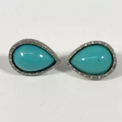Vintage Unbranded Turquoise Teardrop Clip On Earrings