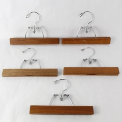 Vintage Lot of 5 Wooden Pants Trouser Hangers with Metal Hooks Made in Taiwan