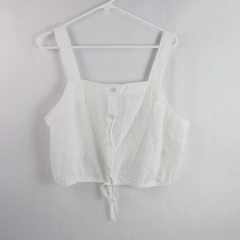 A New Day White Linen Blend Crop Top Women's Size XL