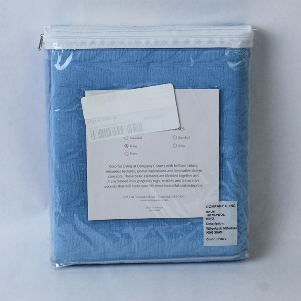 Company C INC Willowbank Matelasse King Sham Color Pool Original Package 18673