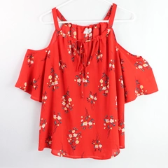 Sienna Sky Red Floral Patterned Blouse Women's Size Large