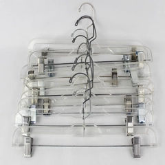 Lot of 10 Retail Hangers Clear Plastic Clip Pants Skirt Metal Hook Assorted