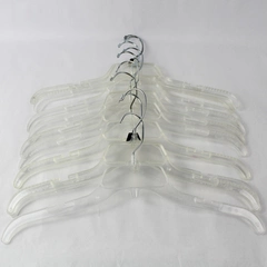 Lot of 10 Clear Plastic Clothing Hangers with Strap Indents for Organization