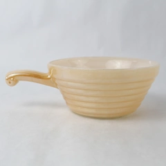 Vintage Fire King Ceramic Peach Luster Beehive Style Ceramic Soup Bowl w/ Handle