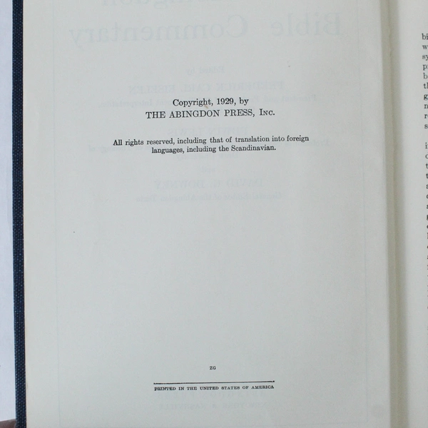 The Abingdon Bible Commentary 1929 Frederick Eiselen Editor Abingdon Press HC