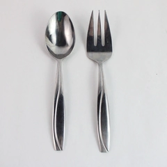 Serving Spoon and Fork Set From Oneida Groove Made With Stainless Steel