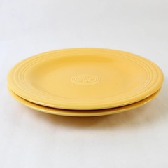 2 PC Set Oneida Petals Marigold Yellow Ceramic Dinner Plates 11"