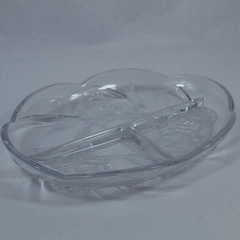 Mikasa Divided Glass Platter Oval Flowers 3 Sections Scalloped Edge Home Decor