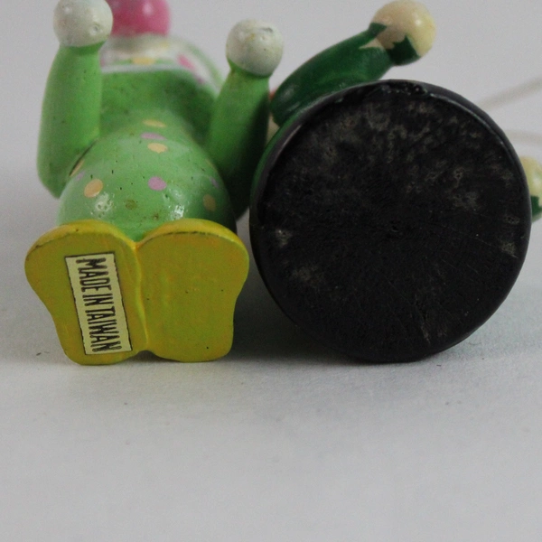 Lot of 2 Wooden Clown Hanging Christmas Tree Ornaments