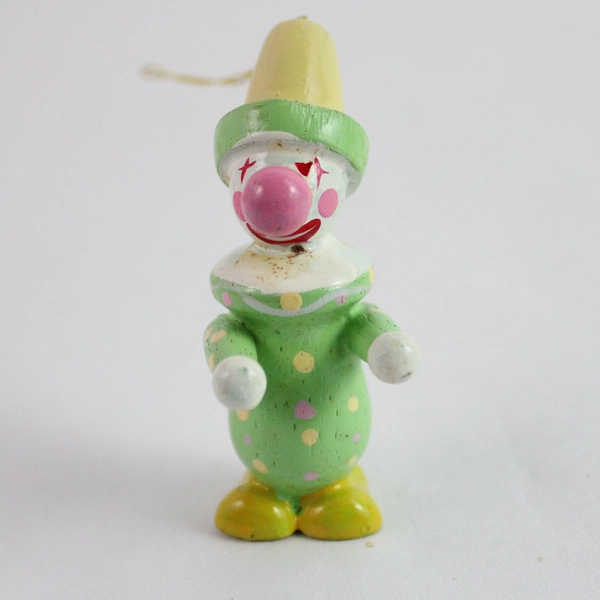 Lot of 2 Wooden Clown Hanging Christmas Tree Ornaments