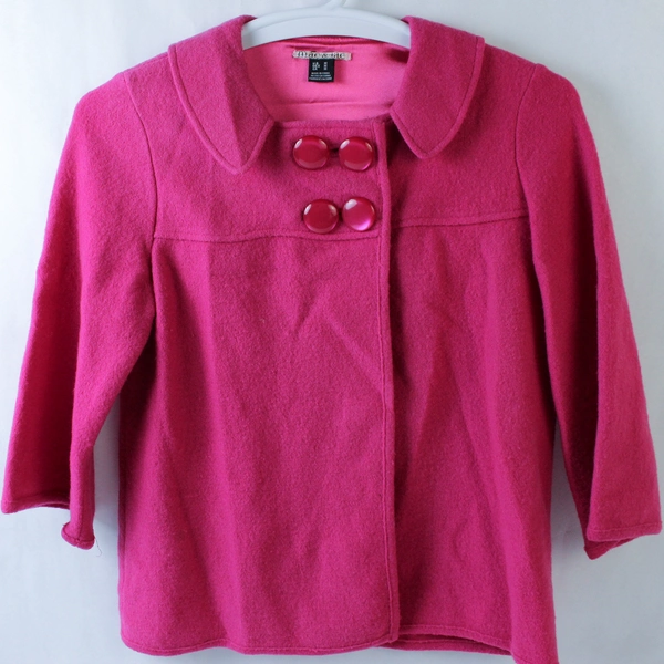 Mac & Jac Pink Collared 1/2 Sleeve Top Button Coat Women's Medium