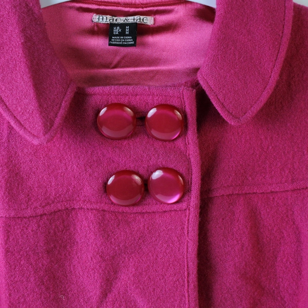 Mac & Jac Pink Collared 1/2 Sleeve Top Button Coat Women's Medium