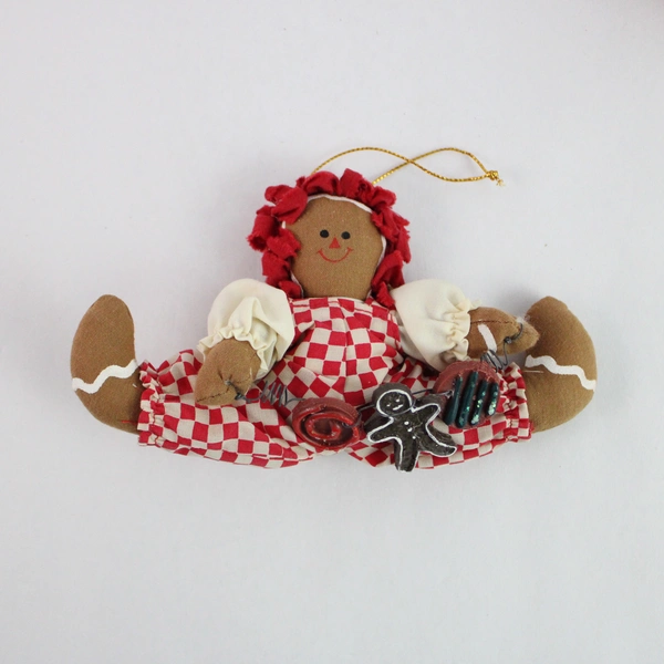 Lot of 2 Kurt Adler Felt Gingerbread Men Doing Splits Christmas Tree Ornament