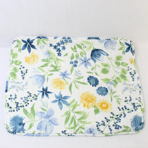 Cynthia Rowley White w/ Blue Floral Detail Sham Quilted Pillowcase Standard Size