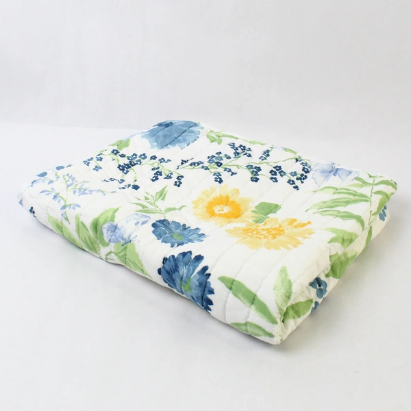 Cynthia Rowley White w/ Blue Floral Detail Sham Quilted Pillowcase Standard Size