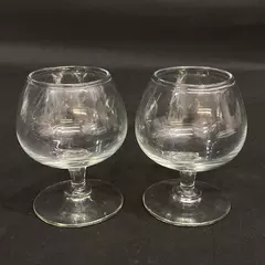 Set of 2 Short Crystal Brandy Glasses 3.75 Inch