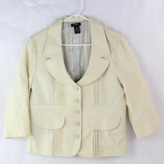 GNW Beige Cotton 3/4 Sleeve Button Up Lined Blazer Women's Size Large