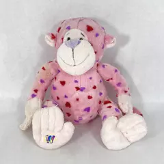 Ganz Webkinz Love Monkey 10 Inch Pink With Purple And Red Hearts