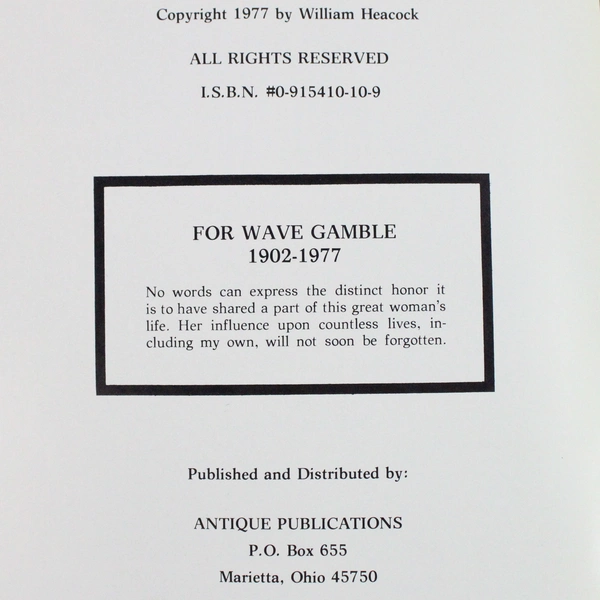 1000 Toothpick Holders A Collector's Guide by William Heacock 1977 Paperback