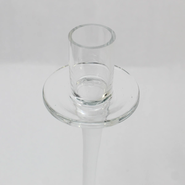 Lot of 2 Dawhud Direct Clear Glass Candle Stick Holders 9" Tall & 9.75" Tall