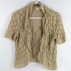 St. John's Bay Beige Short-Sleeved Cardigan Open Sweater Women's Size Small