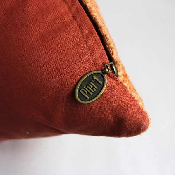 Pier 1 Imports Orange Rectangle Throw Pillow 11" x 21" Geometric Textured Accent
