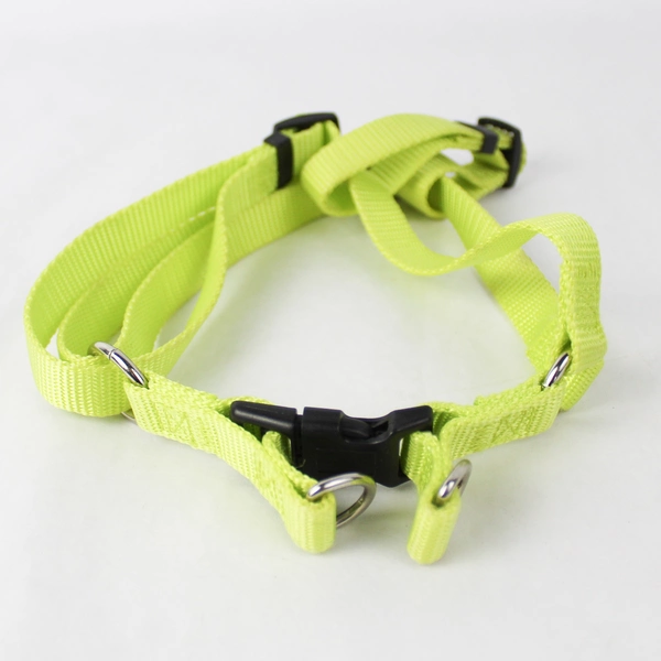 Lot of 3 Pet Accessories 2 Harnesses Green & Yellow 1 Red Collar All Adjustable