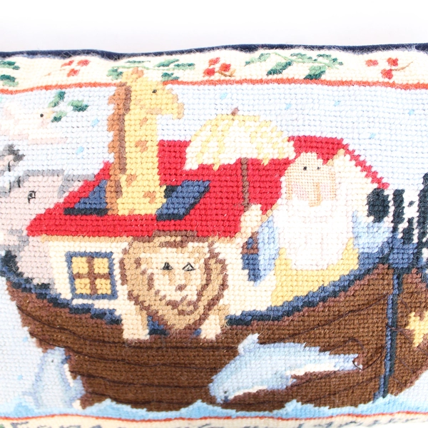 Midwest Importers Cross Stitch Accent Pillow Ark 40 Days 40 Nights 14"x9"
