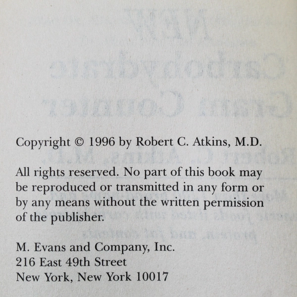 Dr. Atkins' New Carbohydrate Gram Counter Robert C. Atkins M.D. 1996 Paperback