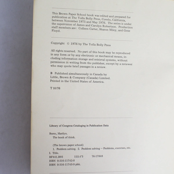 The Book of Think Vintage Illustrated Problem Solving Book by Marilyn Burns