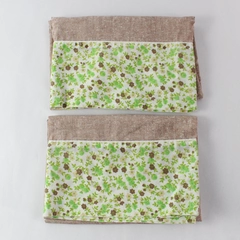 Set of 2 Fashion Manor Brown and Green Flower Standard Size Pillowcases 20x30"